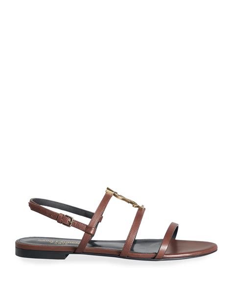 Saint Laurent Cassandra Calfskin YSL Slingback Sandals